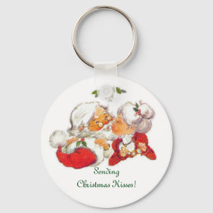 Vintage Kissing Santa Key Ring