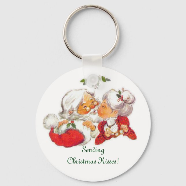 Vintage Kissing Santa Key Ring (Front)