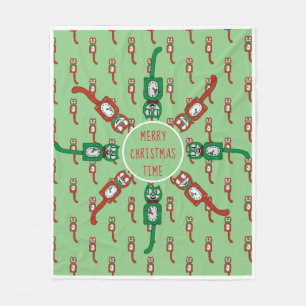 Vintage Kit Kat Christmas gold Fleece Blanket