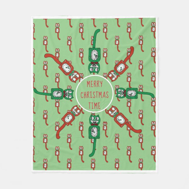 Vintage Kit Kat Christmas gold Fleece Blanket (Front)