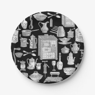 vintage kitchen antique toile black victorian  paper plate