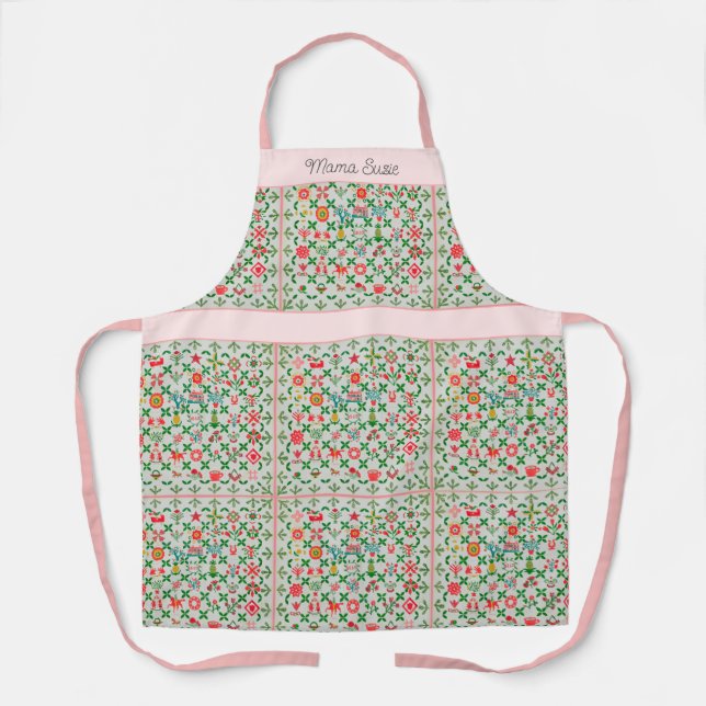 Vintage Kitchen Apron - Quilt Style  - Medium (Front)