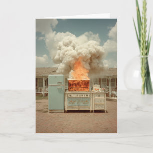 Vintage Kitchen Blaze Outdoor Scene Card