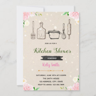 Vintage kitchen bridal shower party invitation