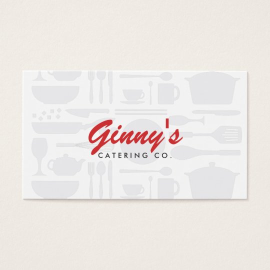 VINTAGE KITCHEN COLLAGE in WHITE for CHEF, CATERER Business Card