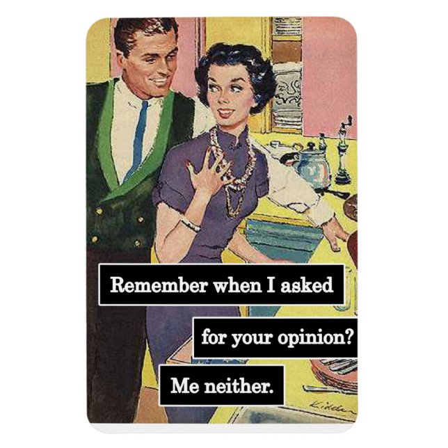 Vintage Kitchen Couple Everyone Has Opinions Magnet (Vertical)