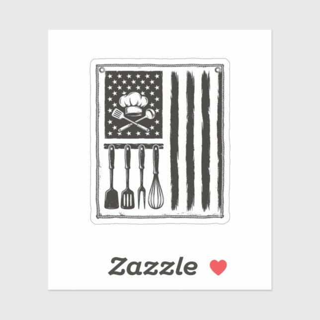 Vintage Kitchen Flag Cooking Utensils Shirt Design (Sheet)