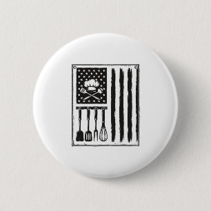 Vintage Kitchen Flag Cooking Utensils Shirt Design 6 Cm Round Badge