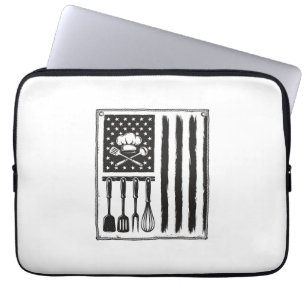 Vintage Kitchen Flag Cooking Utensils Shirt Design Laptop Sleeve