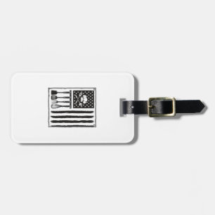 Vintage Kitchen Flag Cooking Utensils Shirt Design Luggage Tag