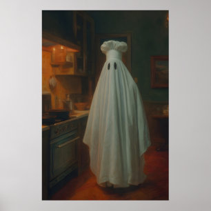 Vintage Kitchen Ghost Art Print Spooky Gothic Home