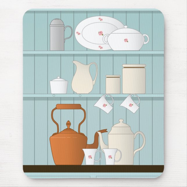Vintage Kitchen Illustration Mouse Mat (Front)