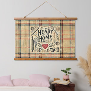 Vintage Kitchen-Inspired Wood Topped Wall Tapestry