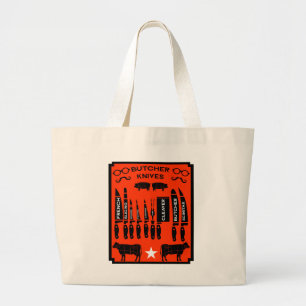 Vintage Kitchen Meat Cut Home Decor Large Tote Bag