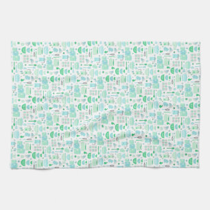 Vintage Kitchen Mint and Teal Tea Towel