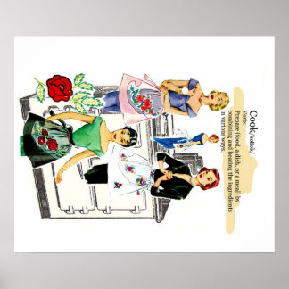 Vintage Kitchen poster w/ stove and apron