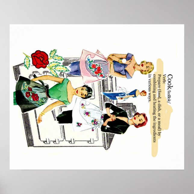 Vintage Kitchen poster w/ stove and apron (Front)