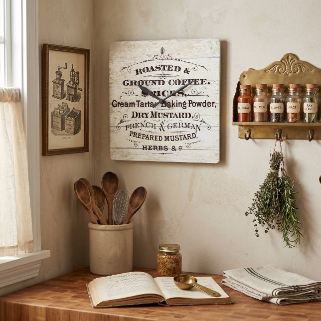 Vintage kitchen square wall clock (Creator Uploaded)