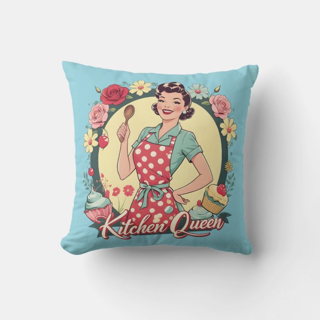 Vintage Kitchen Throw Pillow  (Front)