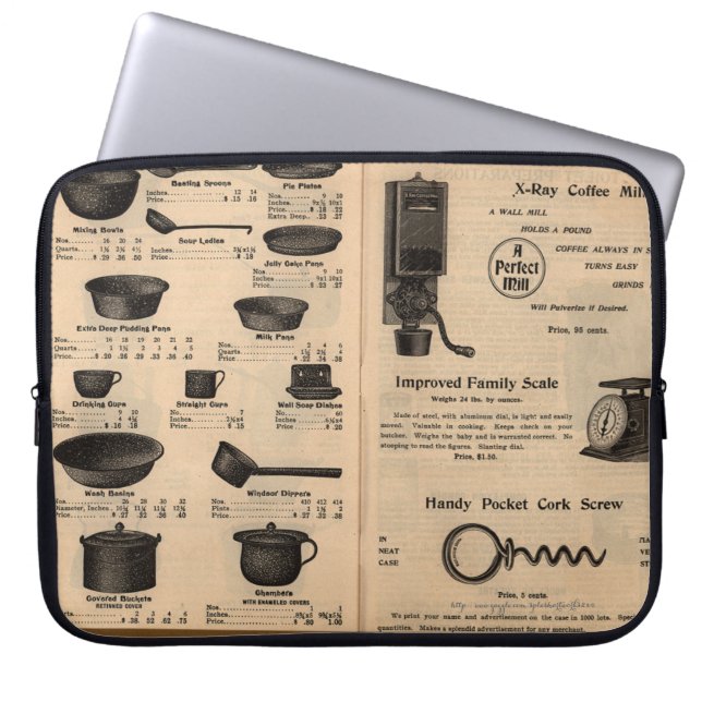 "Vintage Kitchen Tools" Laptop Sleeve (Front)
