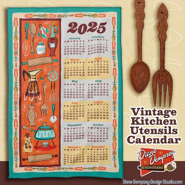 Vintage Kitchen Utensils Calendar Towel (Creator Uploaded)