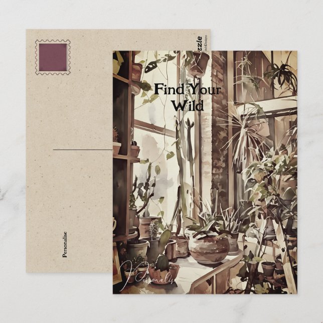 Vintage Kitchen Window Garden Plants Floral  Postcard (Front/Back)