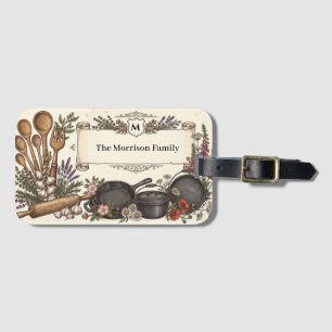 Vintage Kitchenware and Banner with Family Name Luggage Tag