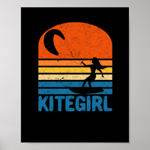 Vintage Kite Surfing Kiting Kiteboarding Kitesurf. Poster