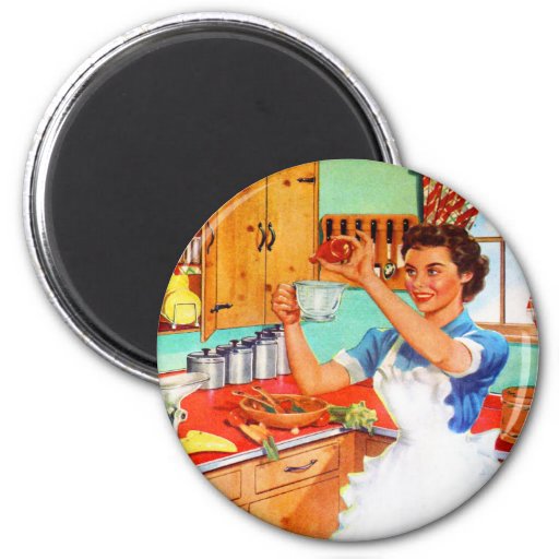 Vintage Kitsch Suburban Housewife Cooking Kitchen Magnet