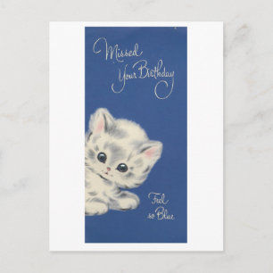 Vintage Kitten Belated Birthday Card