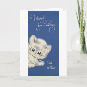 Vintage Kitten Belated Birthday Card