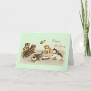 Vintage Kitten Birthday Greeting Card