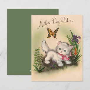 Vintage kitten & Butterfly Mother’s Wishes Holiday Card