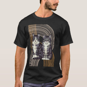Vintage Kitten Cat Mid Century Modern Retro Style T-Shirt