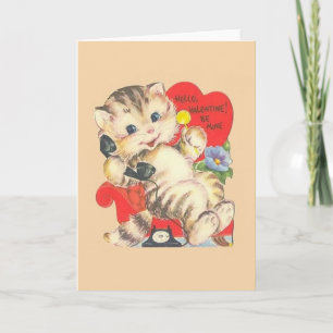 Vintage Kitten / Cat Valentine's Day Card