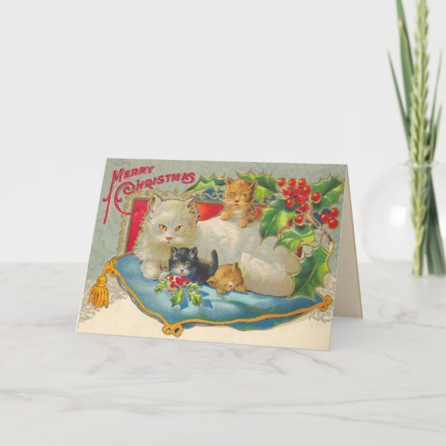 Vintage Kitten Christmas Card (Front)