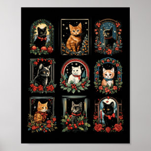 Vintage Kitten Christmas Cats Cat Mum Cat Dad Wome Poster