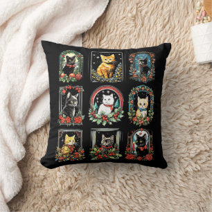 Vintage Kitten Christmas Cats Cushion