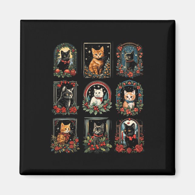 Vintage Kitten Christmas Cats Magnet (Front)