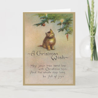 Vintage Kitten Christmas Greeting Card