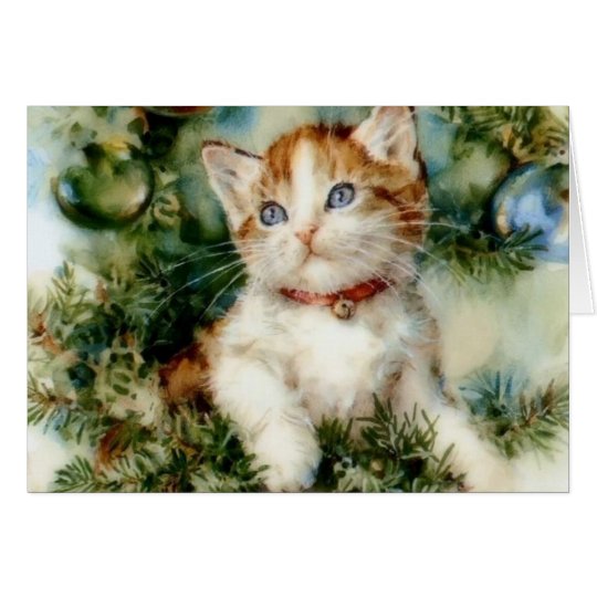 Vintage Kitten Christmas Note Card