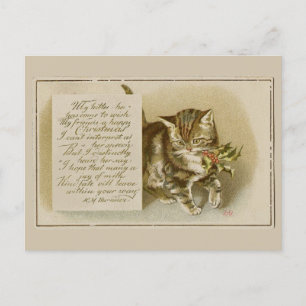 Vintage Kitten Christmas Postcard