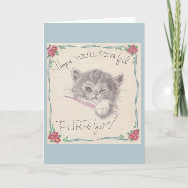 Vintage Kitten Get Well Card (Front)