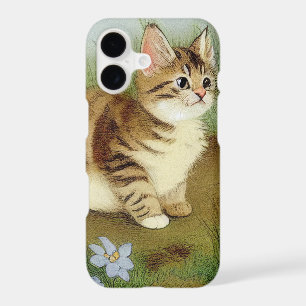Vintage Kitten Illustration with Flowers