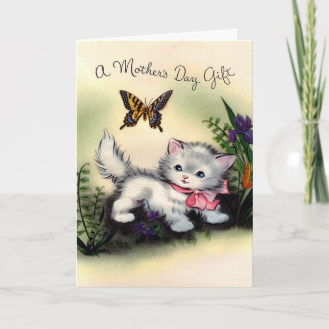 Vintage Kitten Mother's Day Card (Front)