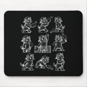 Vintage kitten playing pickleball cute cat mouse mat