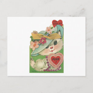 Vintage Kitten Purr Valentine Holiday Postcard