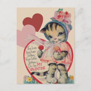 Vintage Kitten Valentine Holiday Postcard
