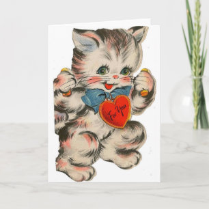 Vintage Kitten Valentine's Day Greeting Card