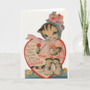 Vintage Kitten Valentine's Day Greeting Card